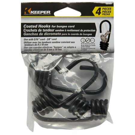 KEEPER Black Bungee Cord Hooks 5/16 in. L X 3/8 in. , 4PK 06457
